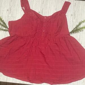 “Torrid Size 3 (3X) Babydoll Cotton Window Pane Button Front Tank